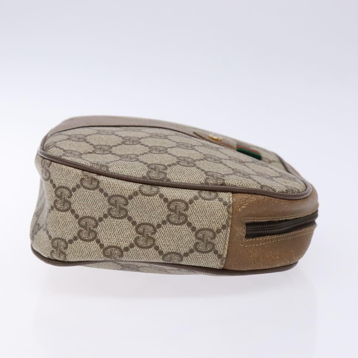 GUCCI GG Supreme Web Sherry Line Clutch Bag PVC Beige 89 01 034 Auth am8803