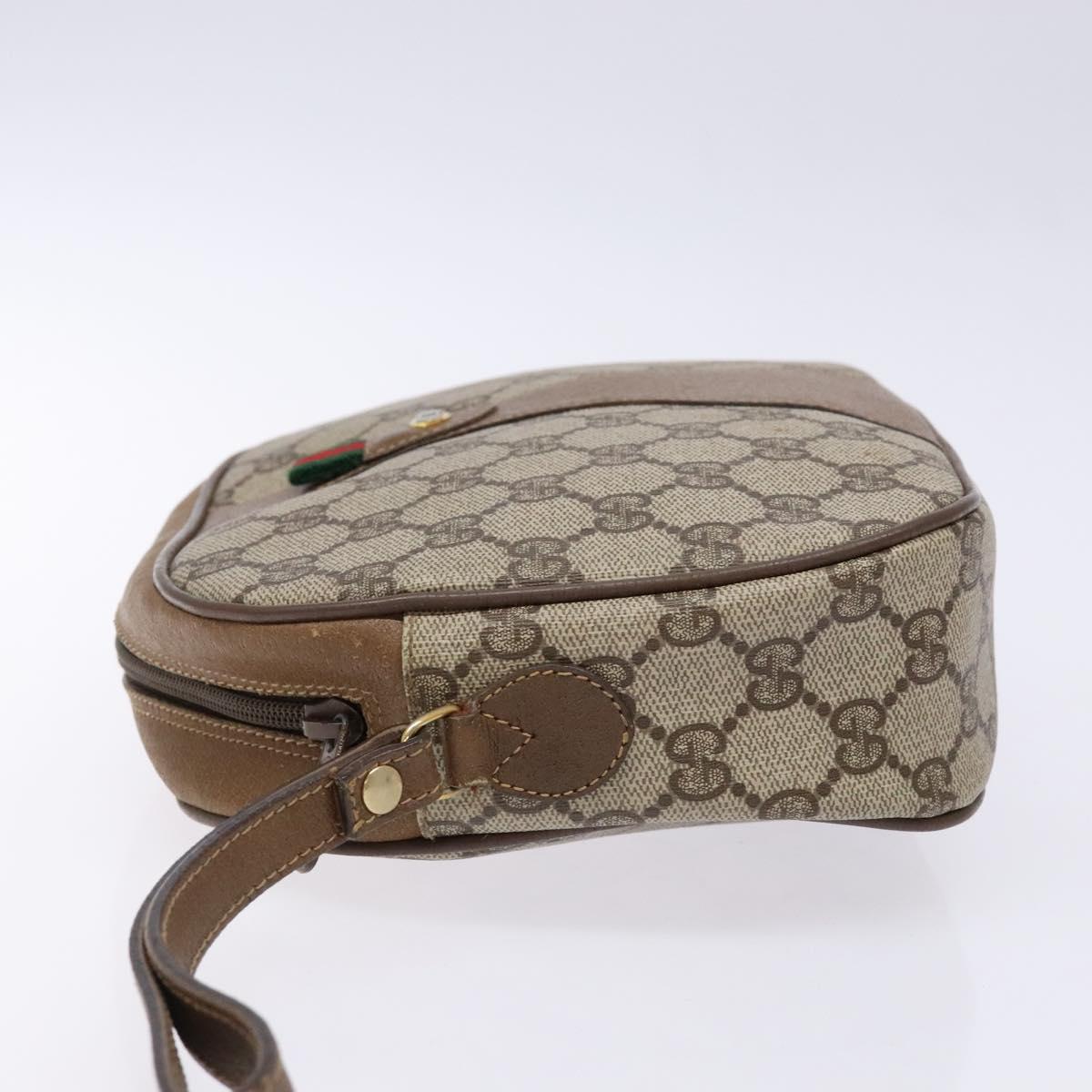GUCCI GG Supreme Web Sherry Line Clutch Bag PVC Beige 89 01 034 Auth am8803