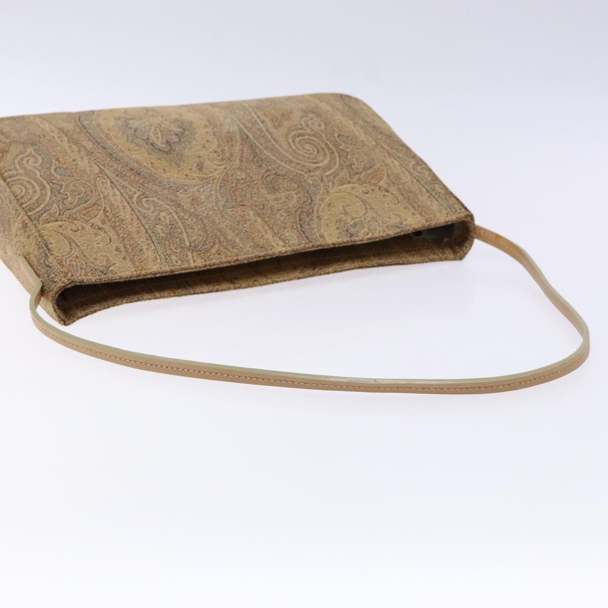 ETRO Paisley Shoulder Bag Canvas Beige Auth am8806