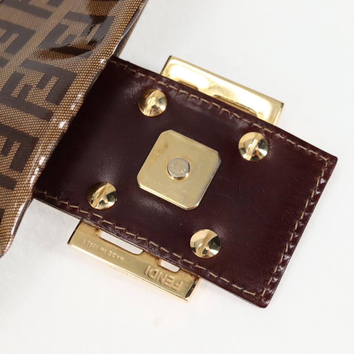 FENDI Zucchino Canvas Mamma Baguette Bag Coated Canvas Beige Gold Auth am8814V