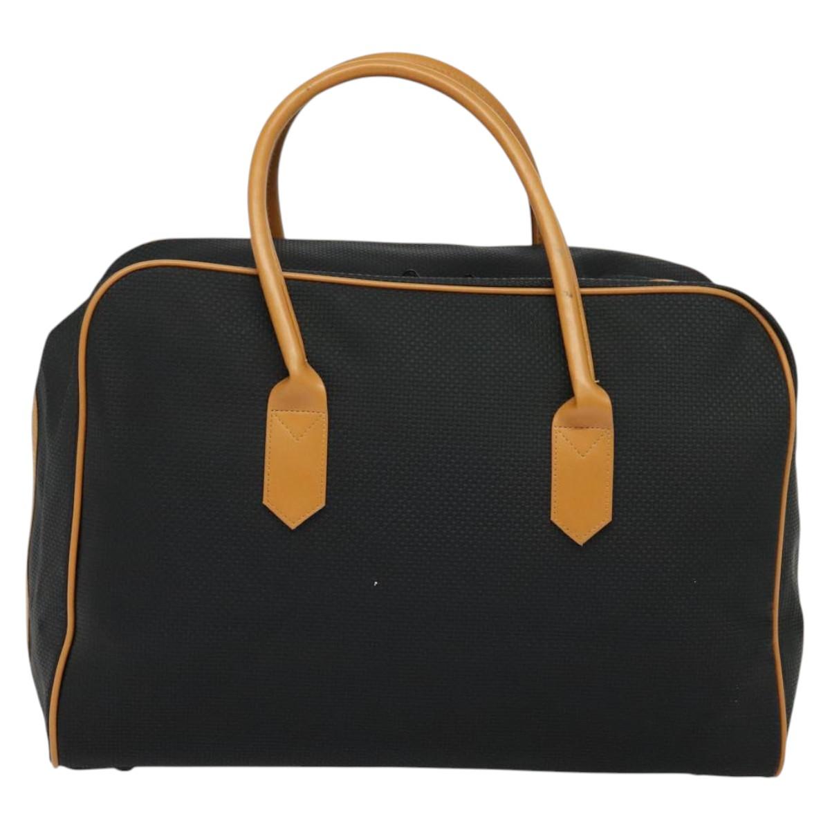 SAINT LAURENT Boston Bag PVC Leather Black Auth am8817