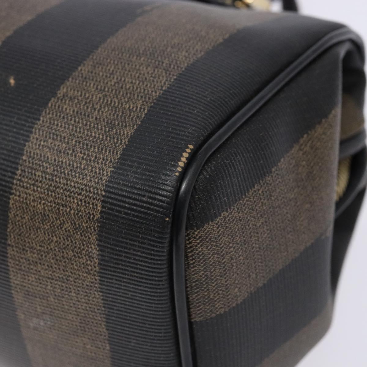 FENDI Pecan Canvas Hand Bag Black Brown Auth am8833