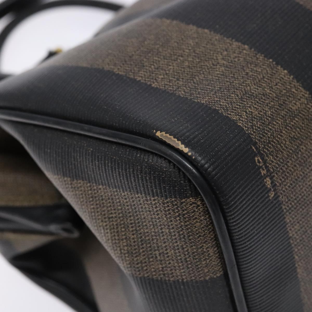FENDI Pecan Canvas Hand Bag Black Brown Auth am8833