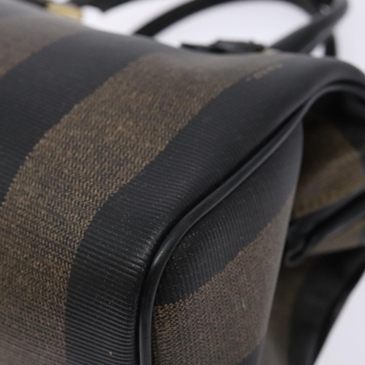 FENDI Pecan Canvas Hand Bag Black Brown Auth am8833