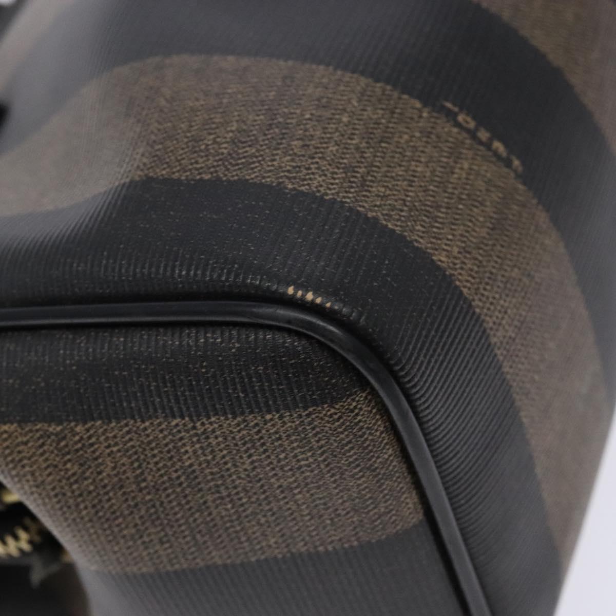 FENDI Pecan Canvas Hand Bag Black Brown Auth am8833