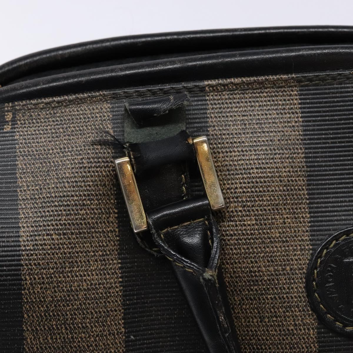 FENDI Pecan Canvas Hand Bag Black Brown Auth am8833