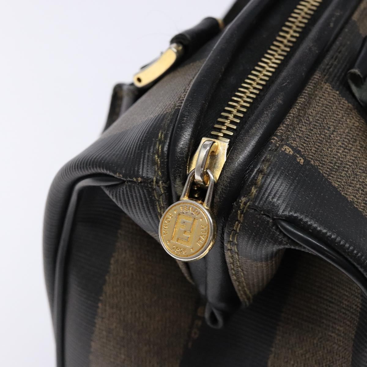 FENDI Pecan Canvas Hand Bag Black Brown Auth am8833