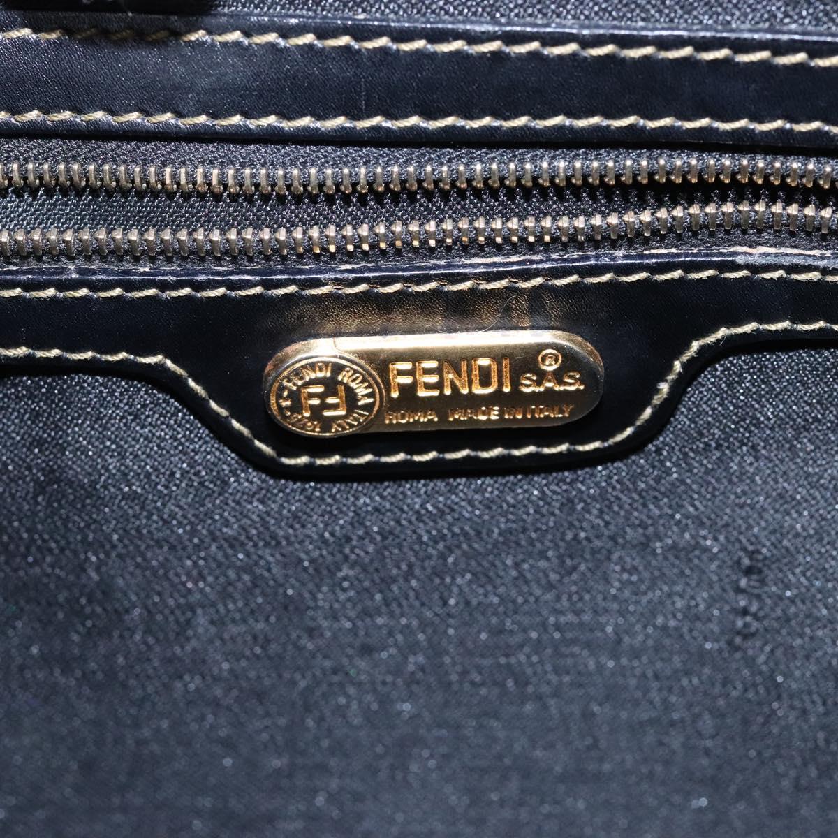 FENDI Pecan Canvas Hand Bag Black Brown Auth am8833