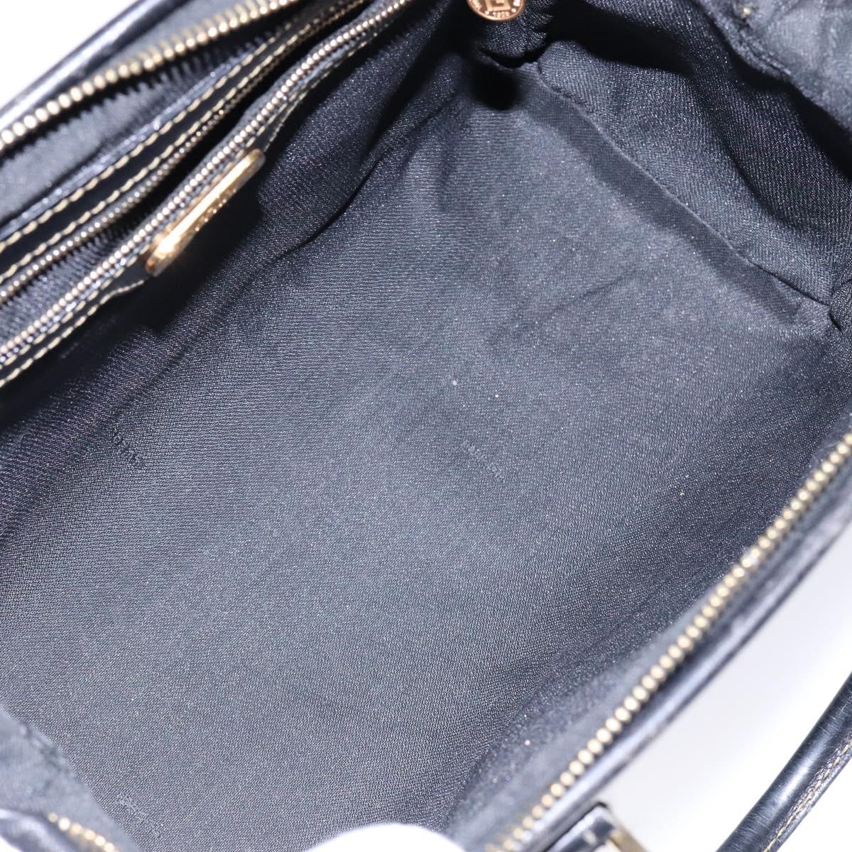 FENDI Pecan Canvas Hand Bag Black Brown Auth am8833