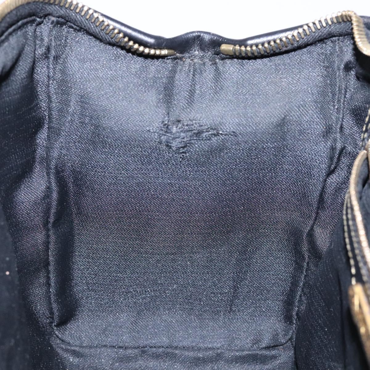 FENDI Pecan Canvas Hand Bag Black Brown Auth am8833