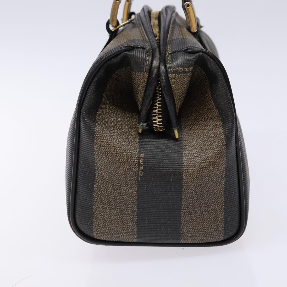 FENDI Pecan Canvas Hand Bag Black Brown Auth am8833