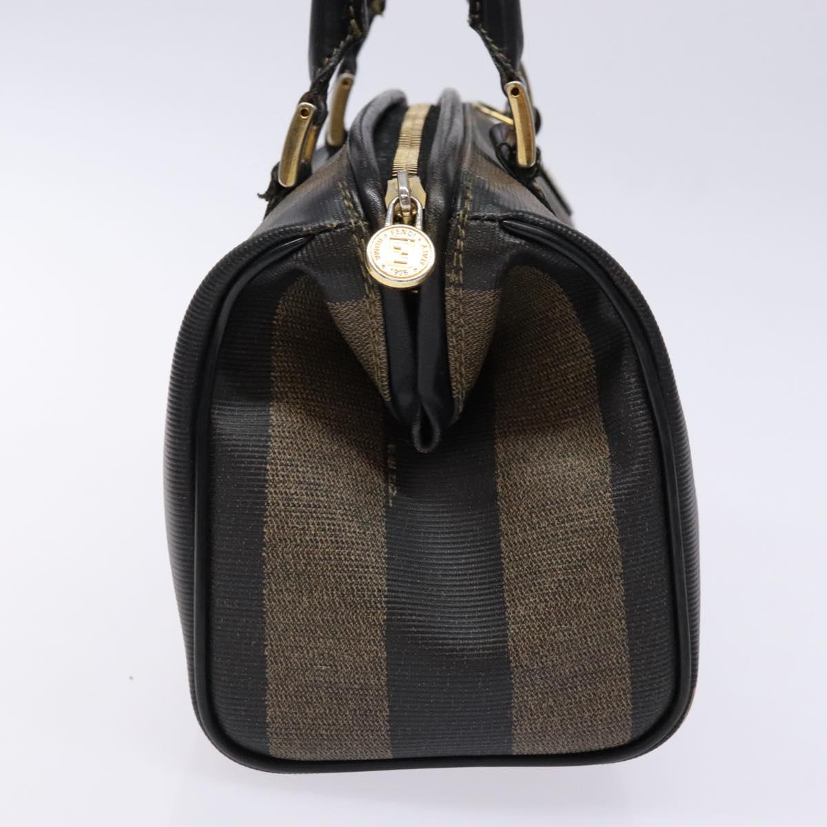 FENDI Pecan Canvas Hand Bag Black Brown Auth am8833