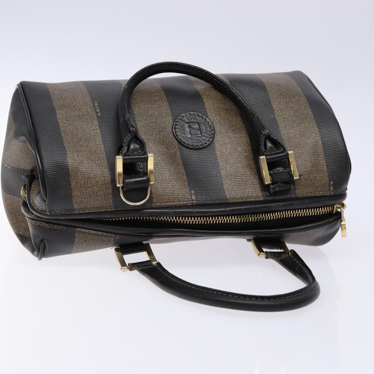 FENDI Pecan Canvas Hand Bag Black Brown Auth am8833