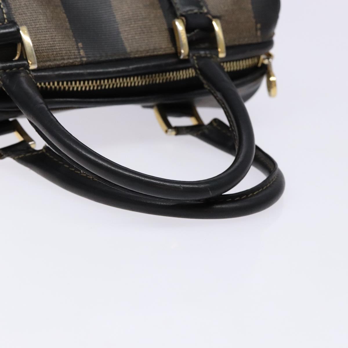 FENDI Pecan Canvas Hand Bag Black Brown Auth am8833