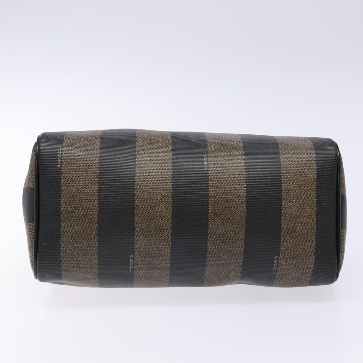FENDI Pecan Canvas Hand Bag Black Brown Auth am8833