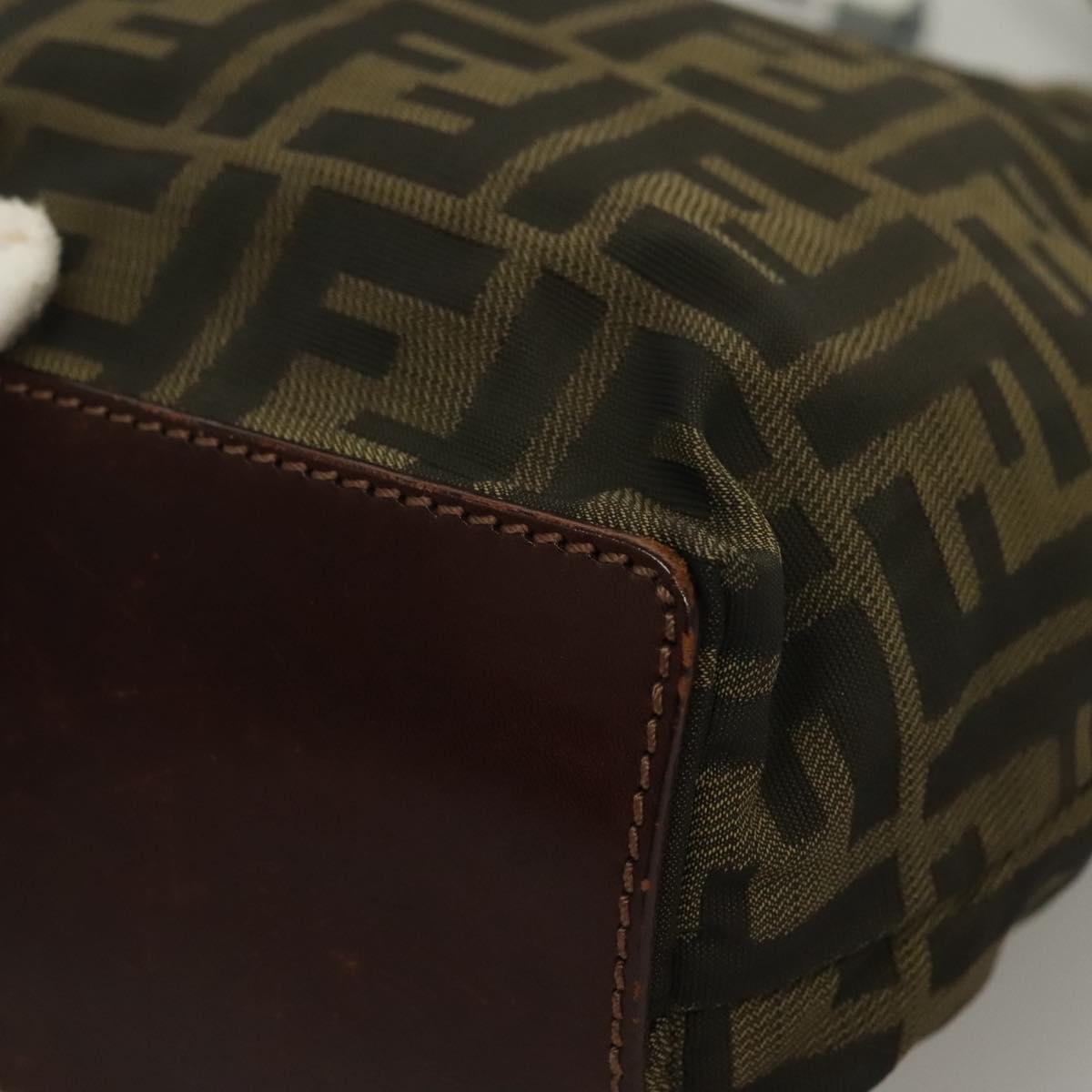FENDI Zucca Canvas Hand Bag Black Brown Auth am8836