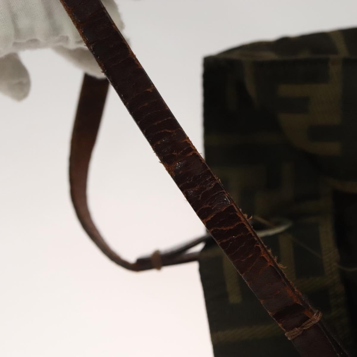 FENDI Zucca Canvas Hand Bag Black Brown Auth am8836