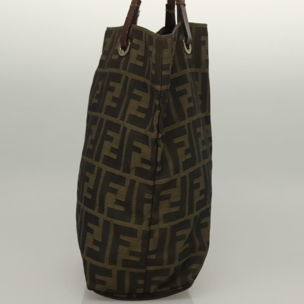 FENDI Zucca Canvas Hand Bag Black Brown Auth am8836