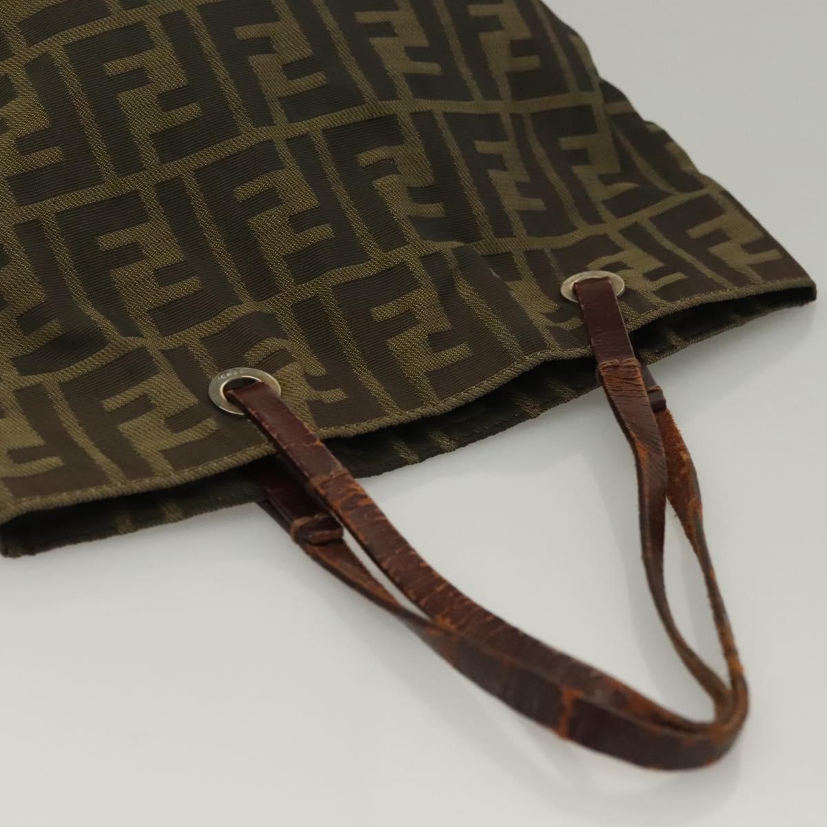 FENDI Zucca Canvas Hand Bag Black Brown Auth am8836