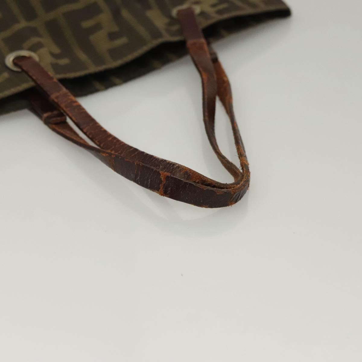 FENDI Zucca Canvas Hand Bag Black Brown Auth am8836