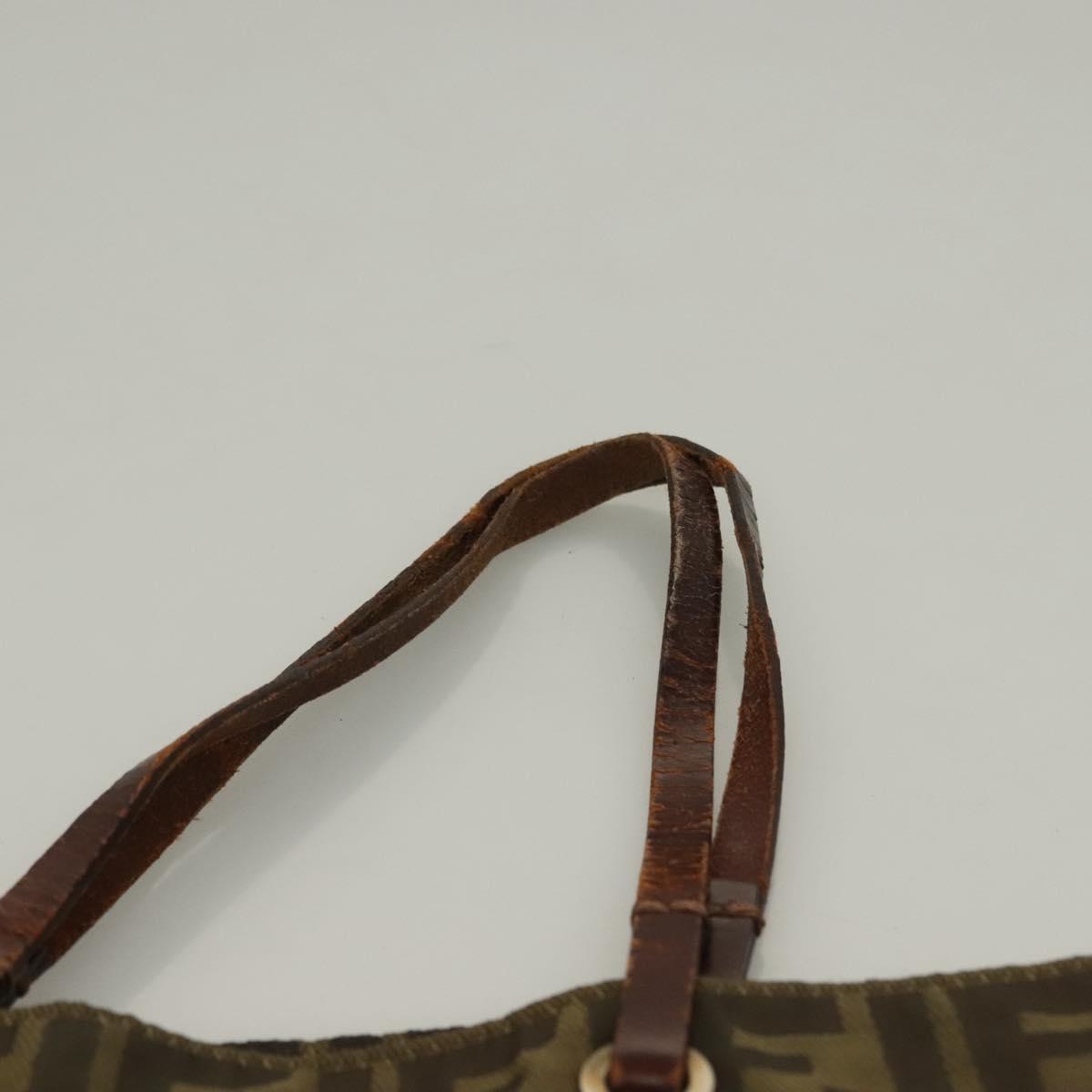 FENDI Zucca Canvas Hand Bag Black Brown Auth am8836