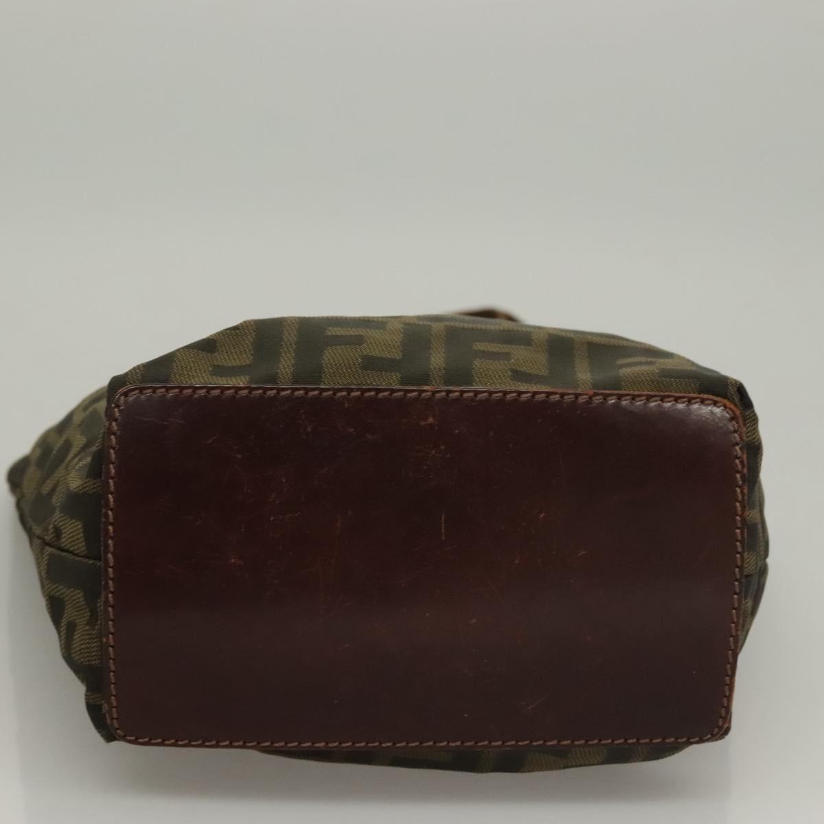 FENDI Zucca Canvas Hand Bag Black Brown Auth am8836