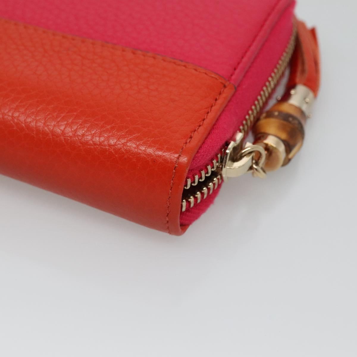 GUCCI Bamboo Long Wallet Leather Pink Gold 307984 Auth am8849