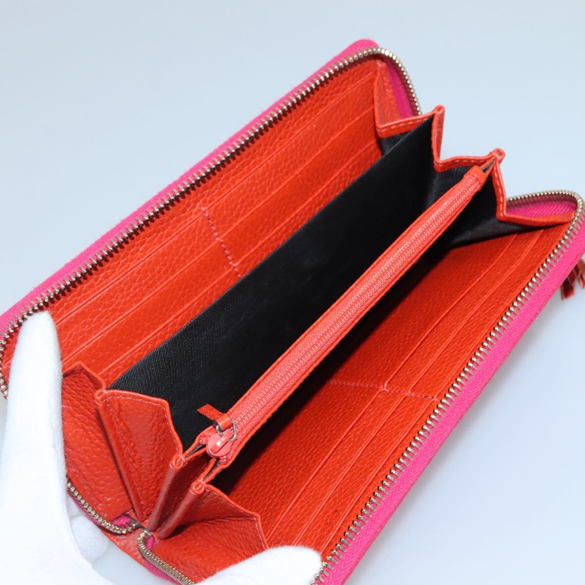 GUCCI Bamboo Long Wallet Leather Pink Gold 307984 Auth am8849