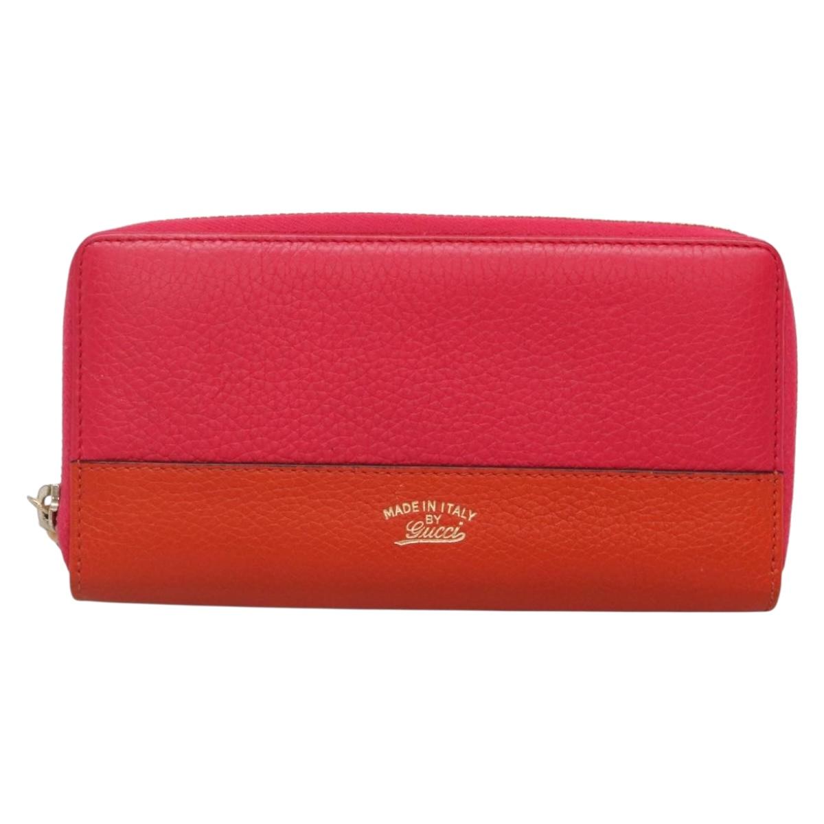 GUCCI Bamboo Long Wallet Leather Pink Gold 307984 Auth am8849