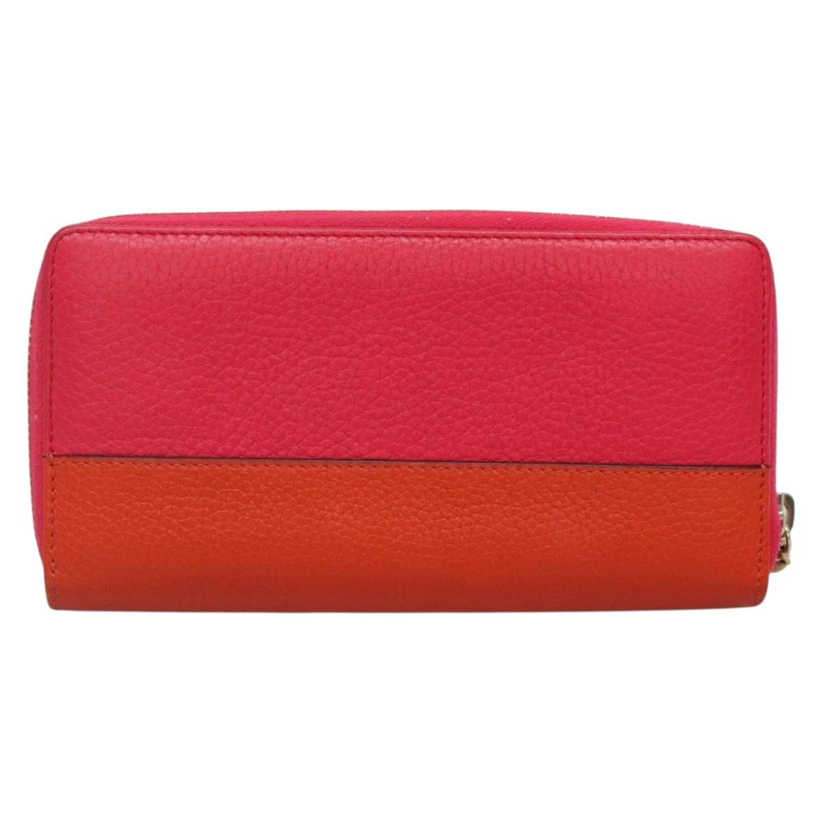 GUCCI Bamboo Long Wallet Leather Pink Gold 307984 Auth am8849