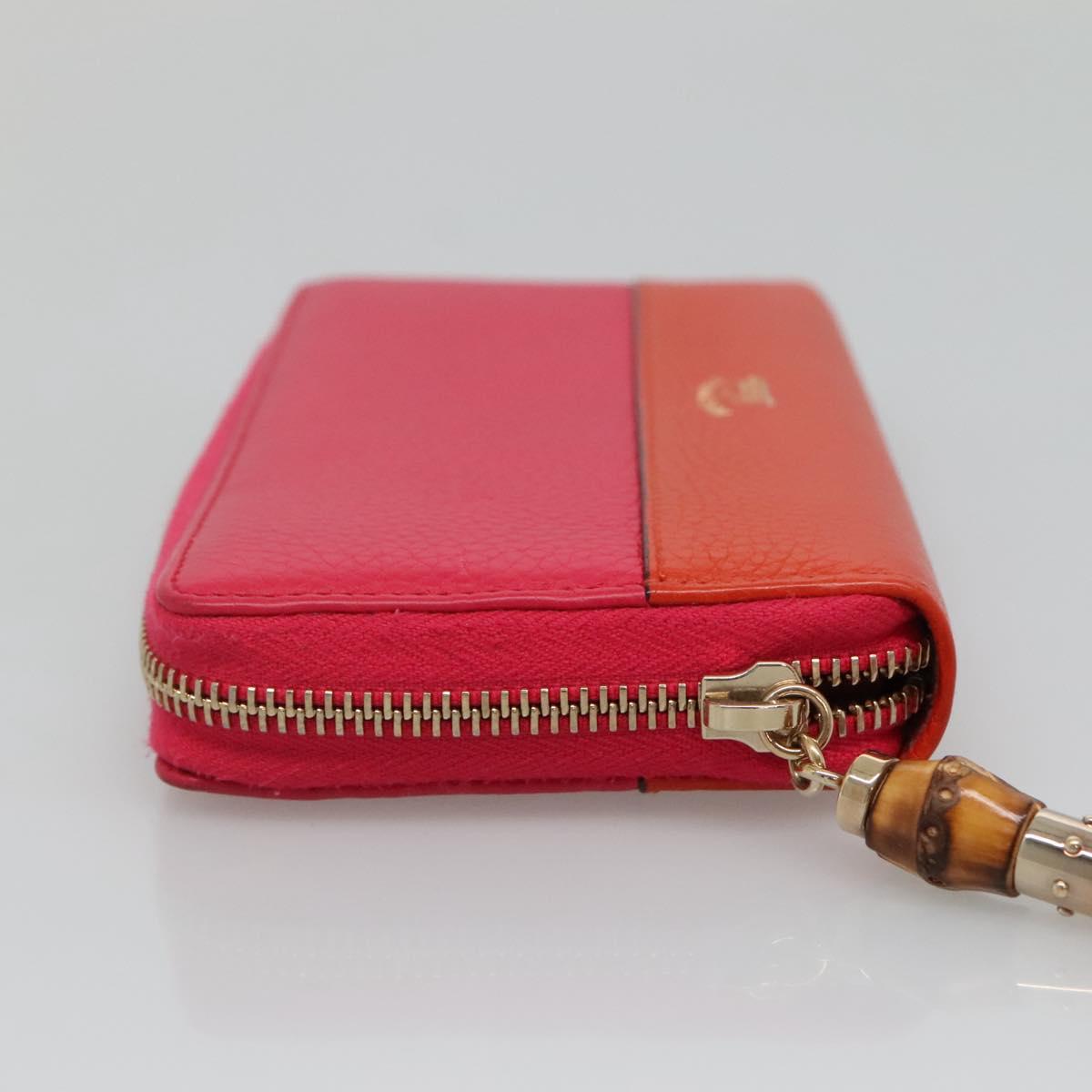 GUCCI Bamboo Long Wallet Leather Pink Gold 307984 Auth am8849