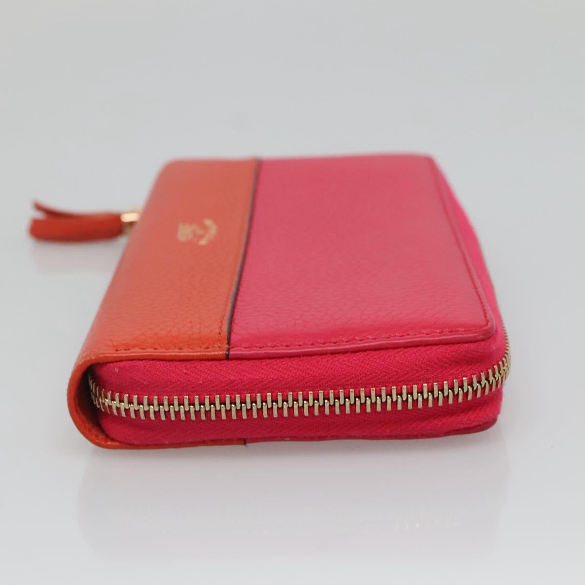 GUCCI Bamboo Long Wallet Leather Pink Gold 307984 Auth am8849