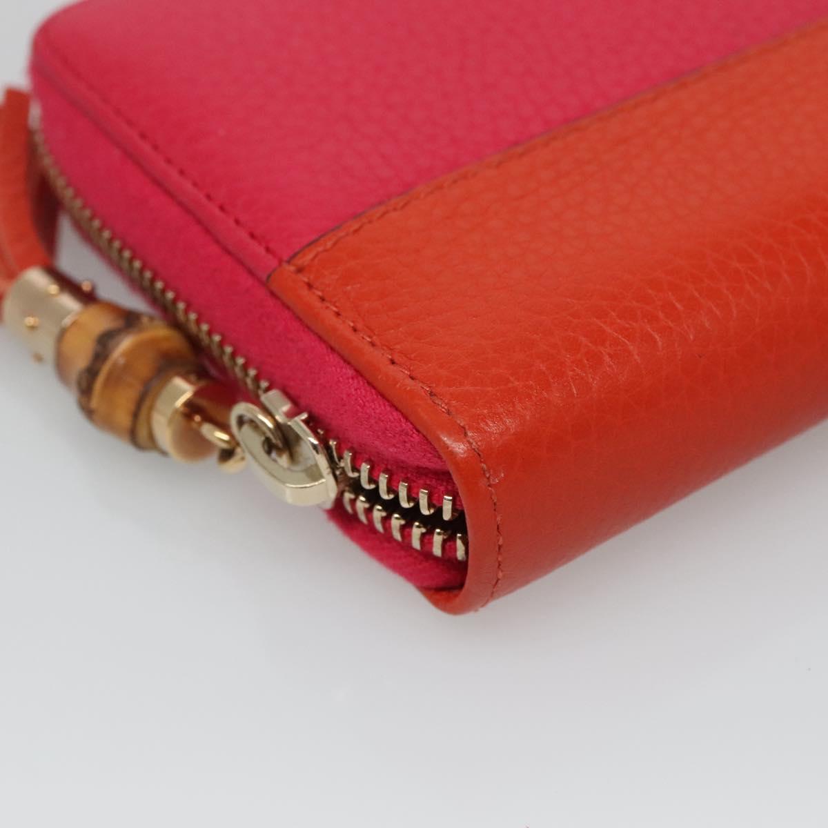 GUCCI Bamboo Long Wallet Leather Pink Gold 307984 Auth am8849