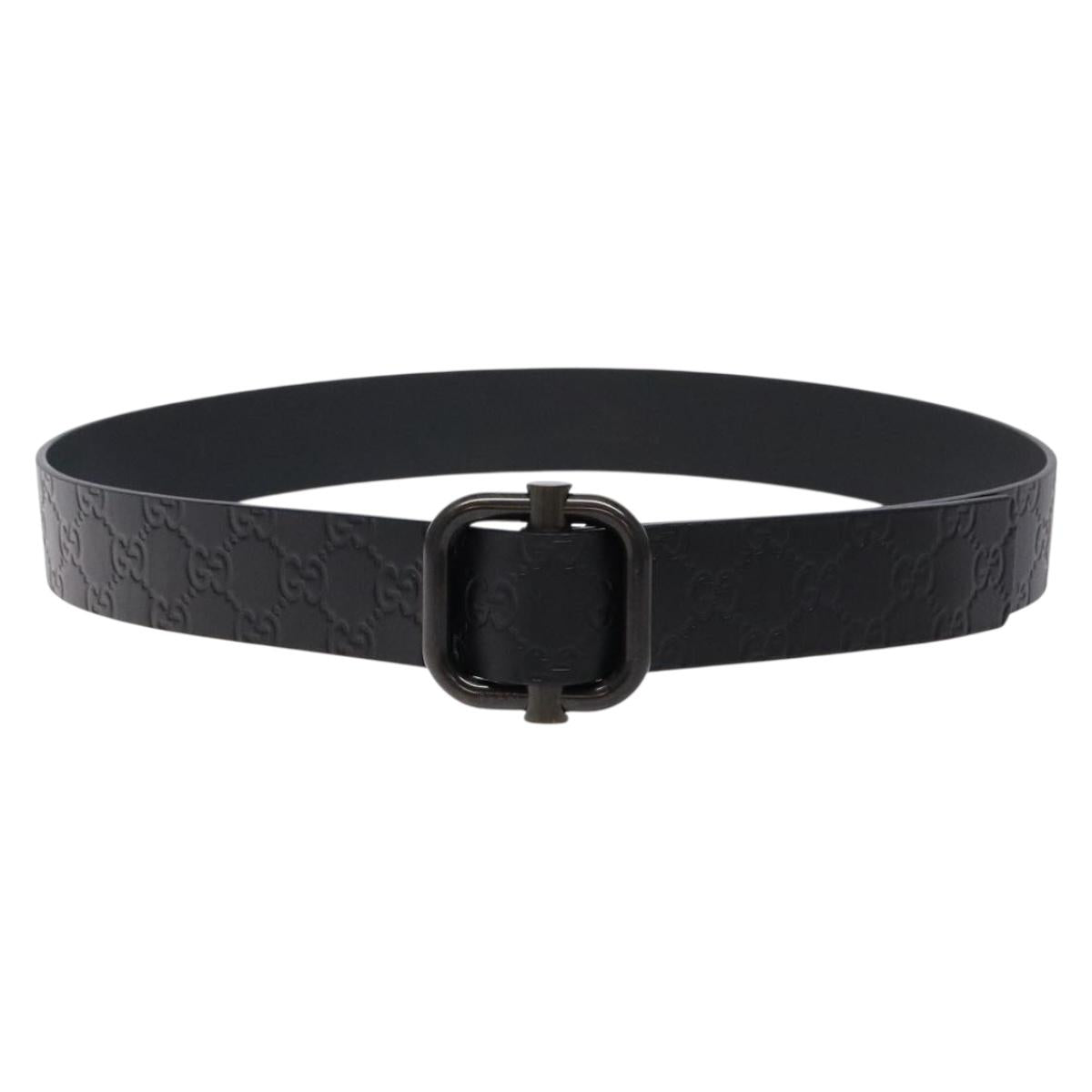 GUCCI GG Canvas Guccissima Belt Leather 41.7"" Black 163501 Auth am8851