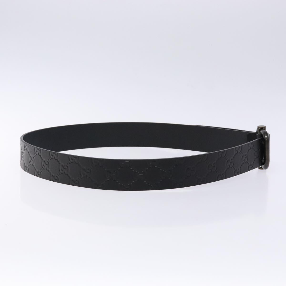 GUCCI GG Canvas Guccissima Belt Leather 41.7"" Black 163501 Auth am8851