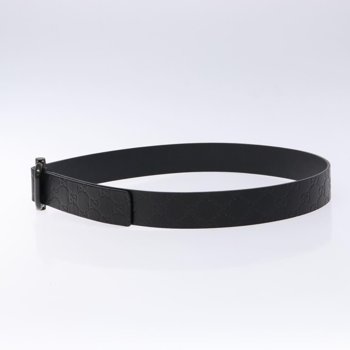 GUCCI GG Canvas Guccissima Belt Leather 41.7"" Black 163501 Auth am8851