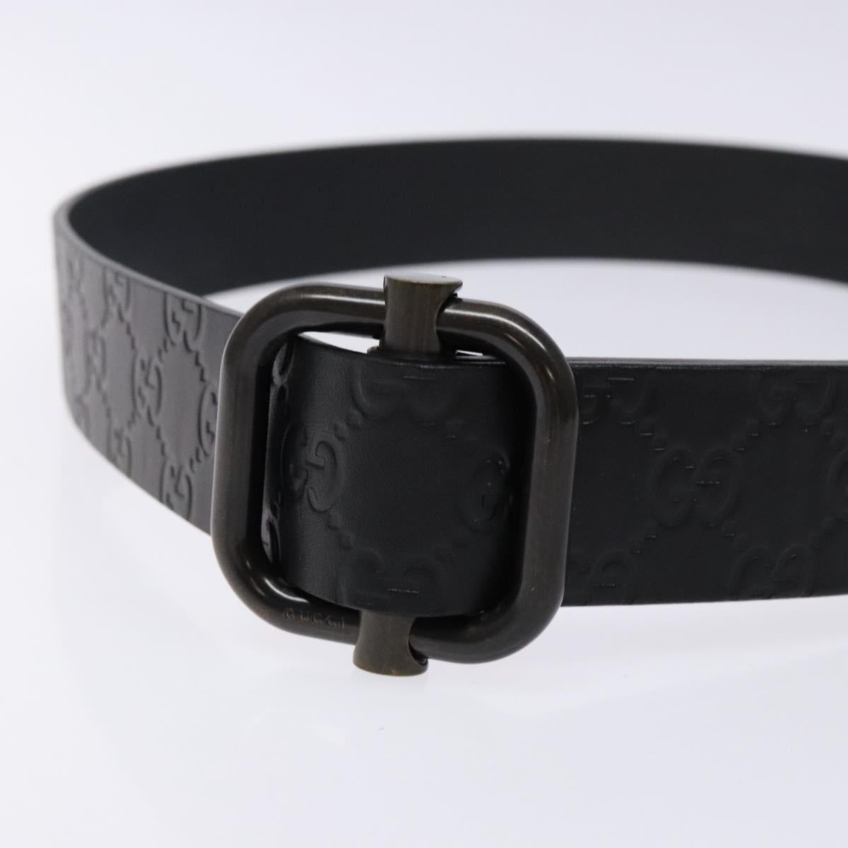 GUCCI GG Canvas Guccissima Belt Leather 41.7"" Black 163501 Auth am8851