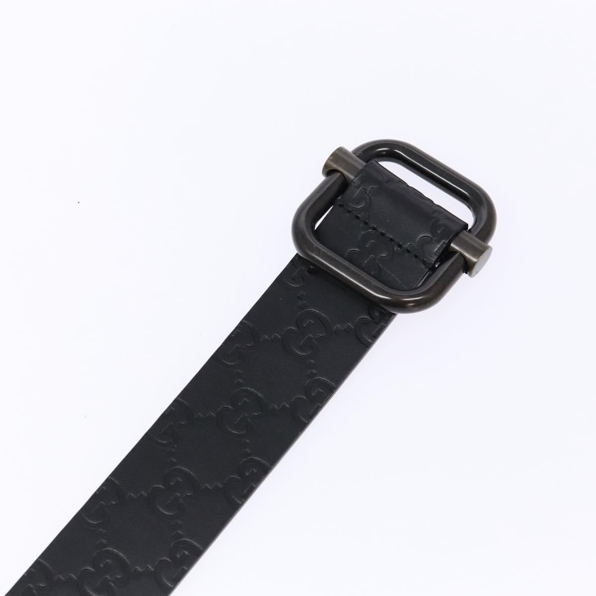 GUCCI GG Canvas Guccissima Belt Leather 41.7"" Black 163501 Auth am8851