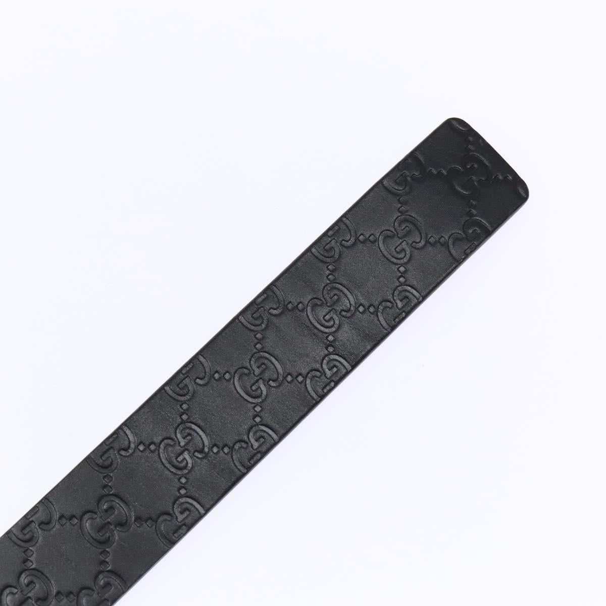 GUCCI GG Canvas Guccissima Belt Leather 41.7"" Black 163501 Auth am8851
