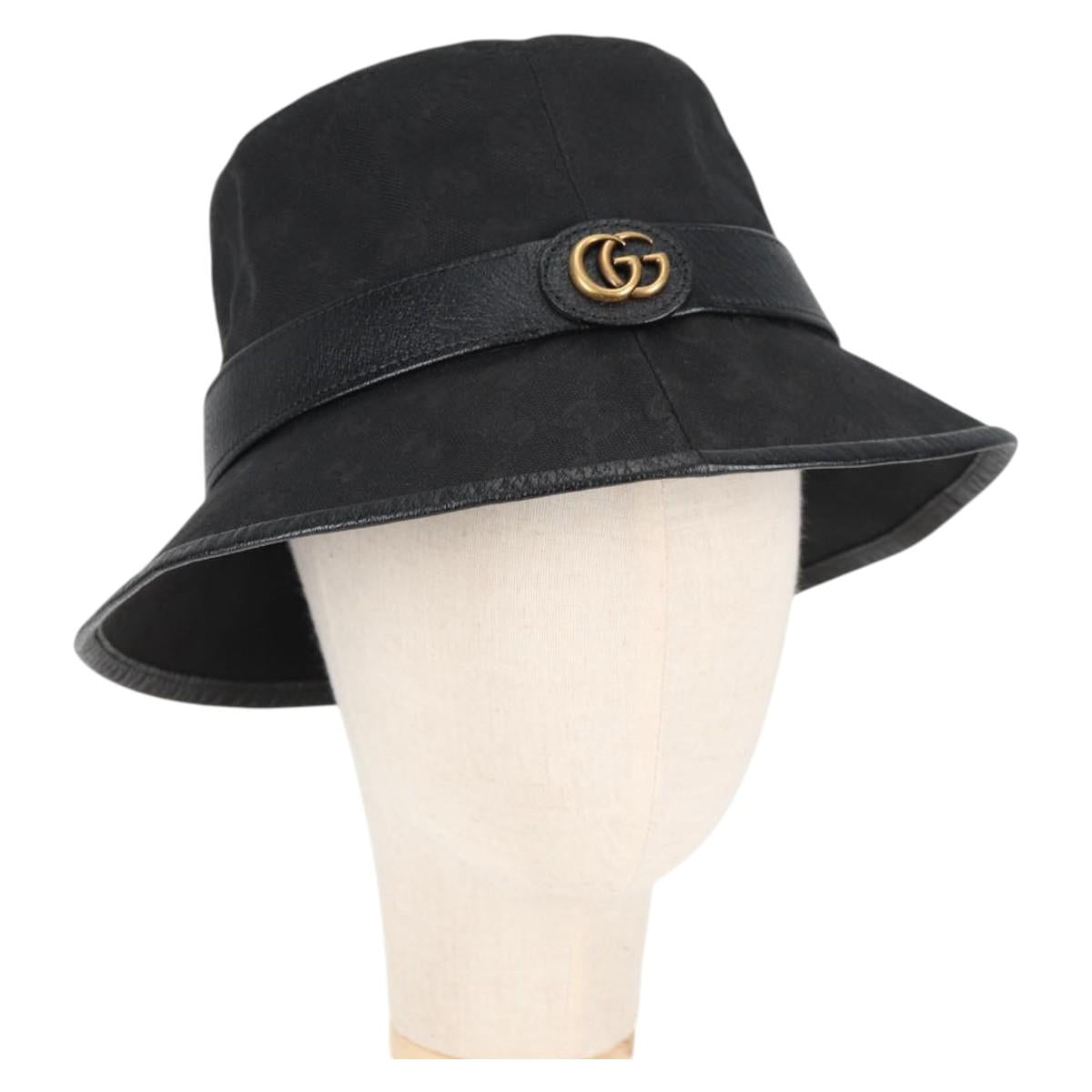 GUCCI GG Canvas Bucket Hat Black 576587 Auth am8852V