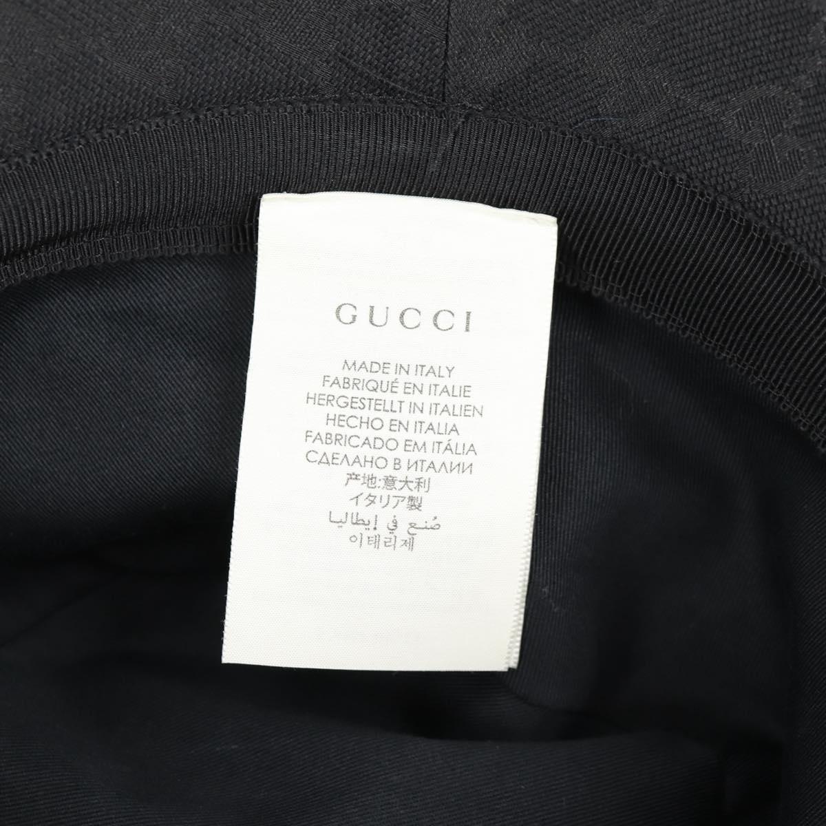 GUCCI GG Canvas Bucket Hat Black 576587 Auth am8852V