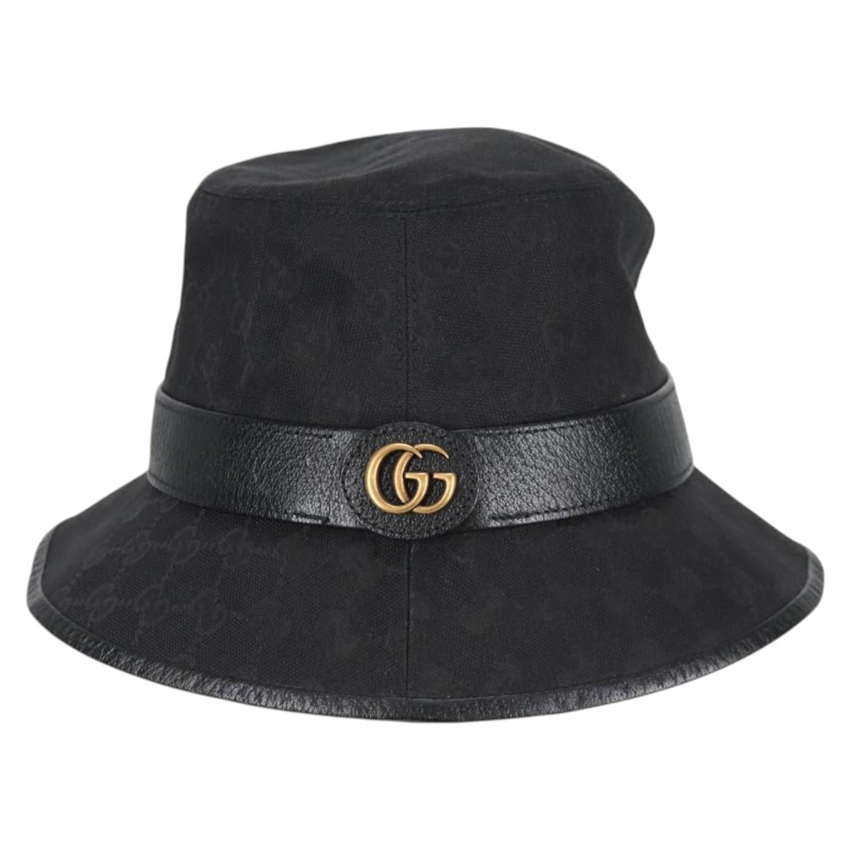 GUCCI GG Canvas Bucket Hat Black 576587 Auth am8852V