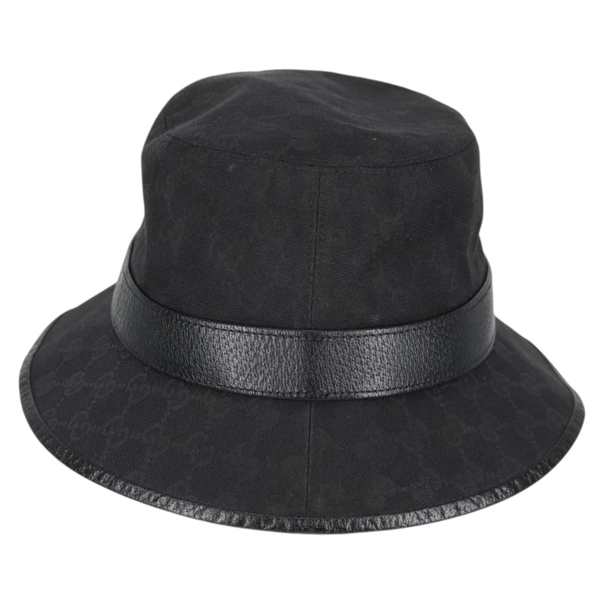 GUCCI GG Canvas Bucket Hat Black 576587 Auth am8852V