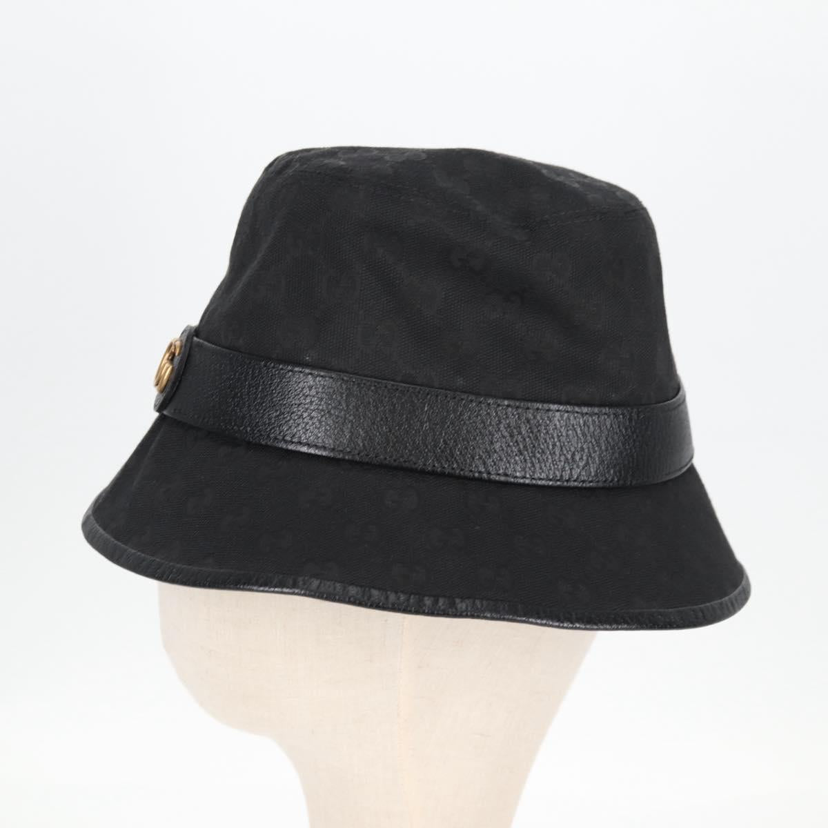 GUCCI GG Canvas Bucket Hat Black 576587 Auth am8852V
