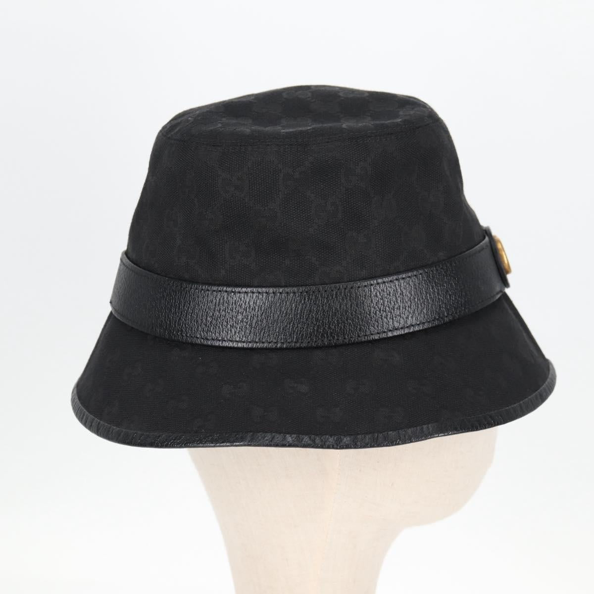 GUCCI GG Canvas Bucket Hat Black 576587 Auth am8852V