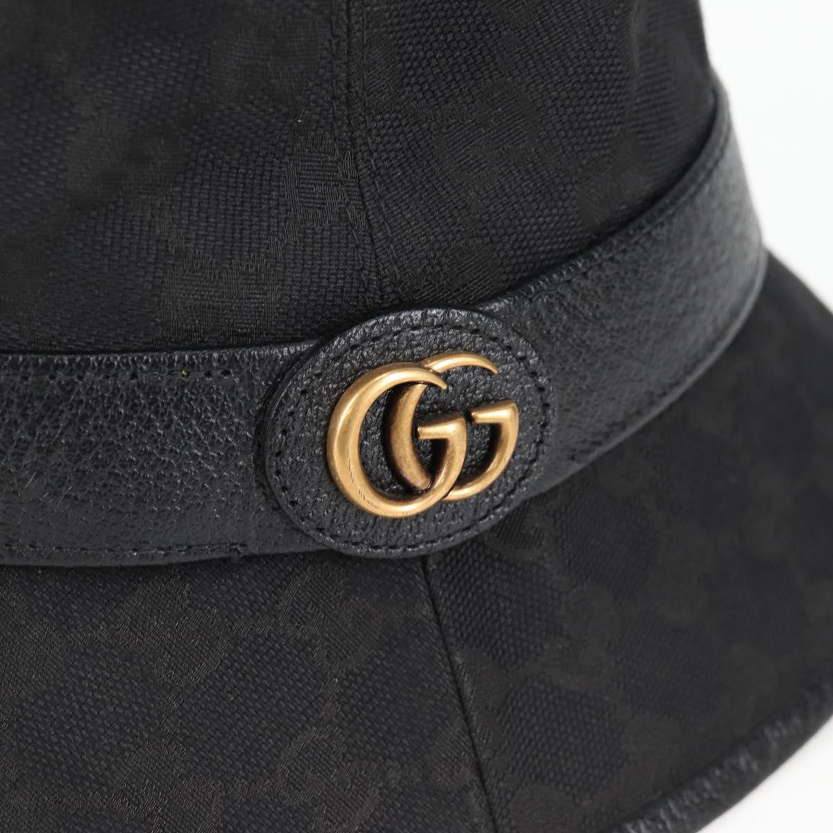 GUCCI GG Canvas Bucket Hat Black 576587 Auth am8852V