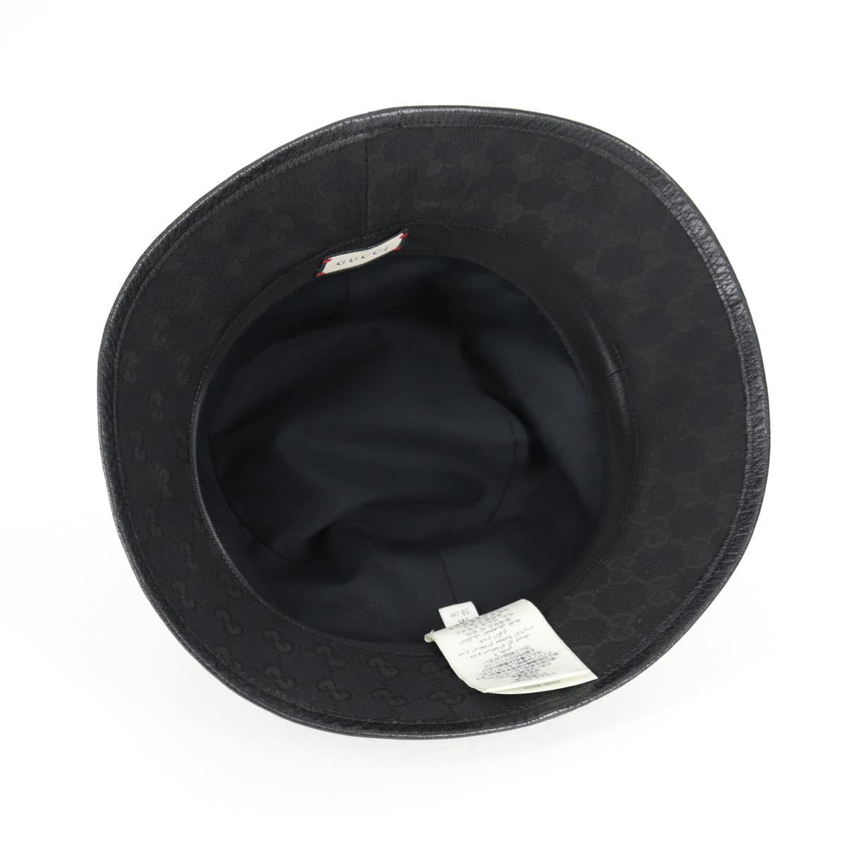 GUCCI GG Canvas Bucket Hat Black 576587 Auth am8852V