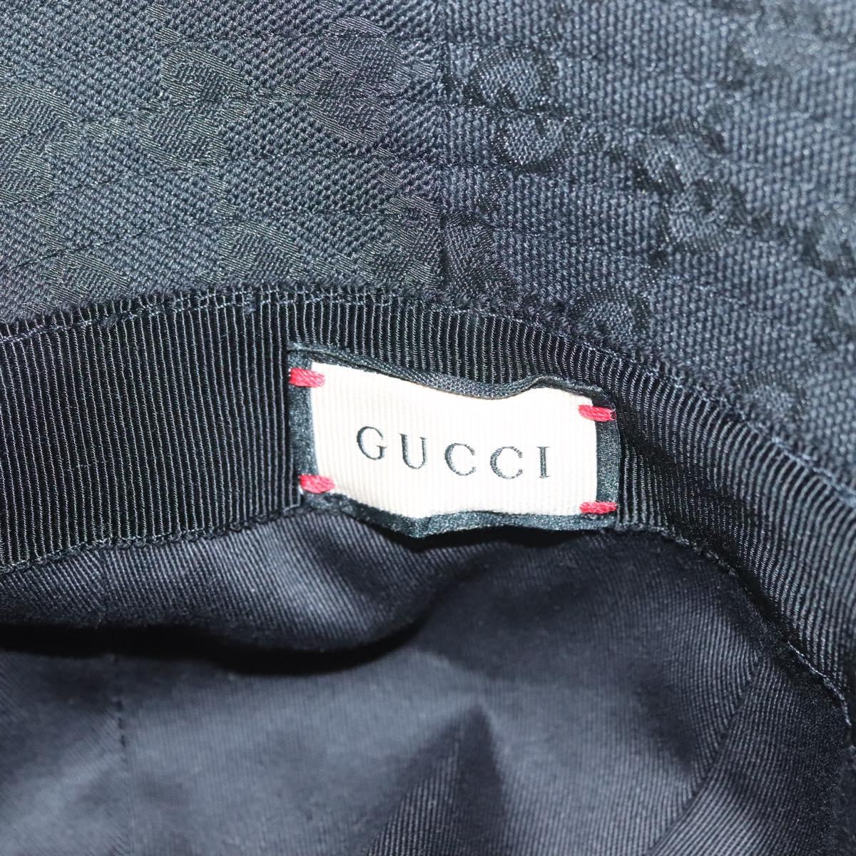 GUCCI GG Canvas Sherry Line Web Bucket Hat Hat Black 722377 Auth am8853V