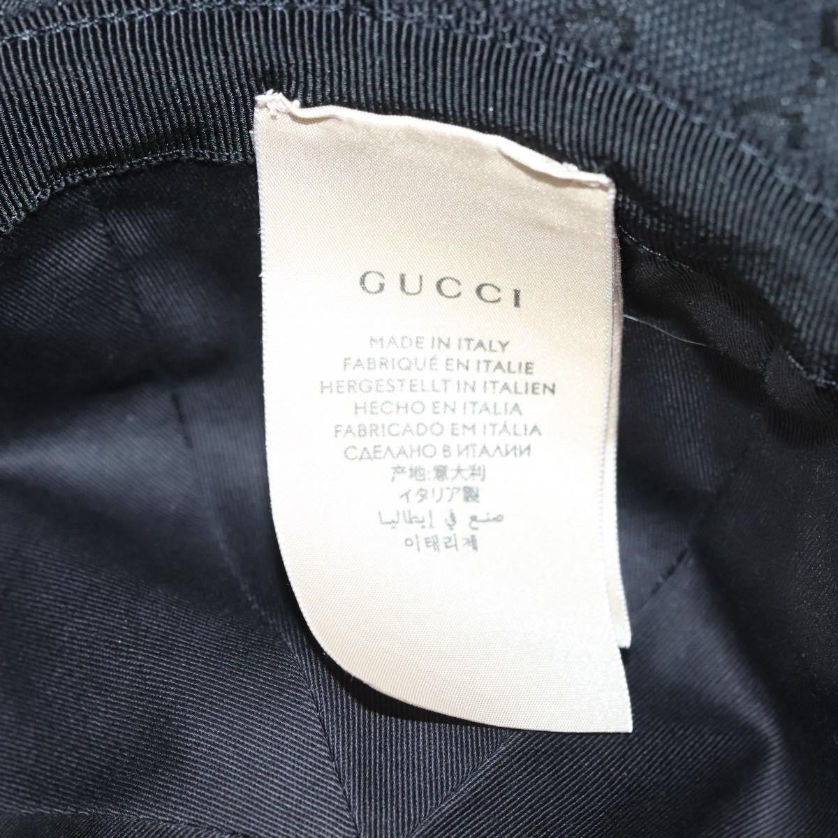 GUCCI GG Canvas Sherry Line Web Bucket Hat Hat Black 722377 Auth am8853V
