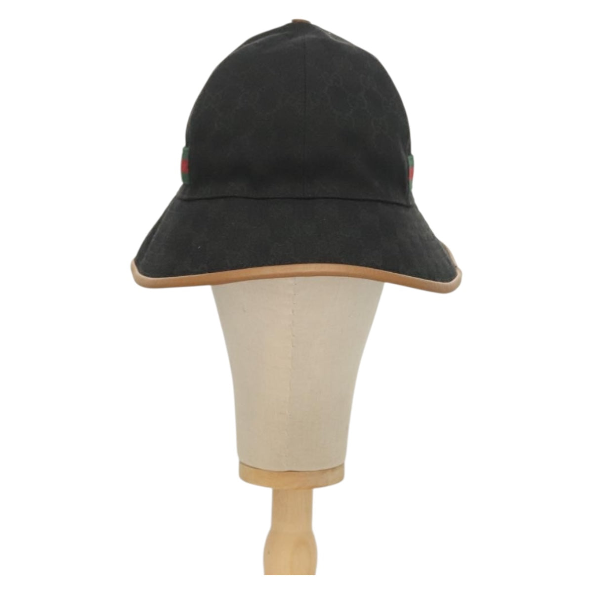 GUCCI GG Canvas Sherry Line Web Bucket Hat Hat Black 722377 Auth am8853V